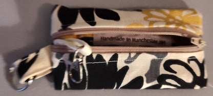 Yellow and Black Flower Key Pouch