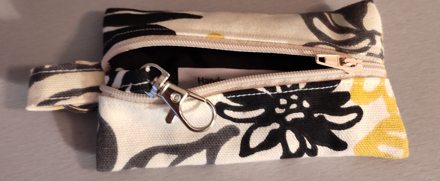 Yellow and Black Flower Key Pouch