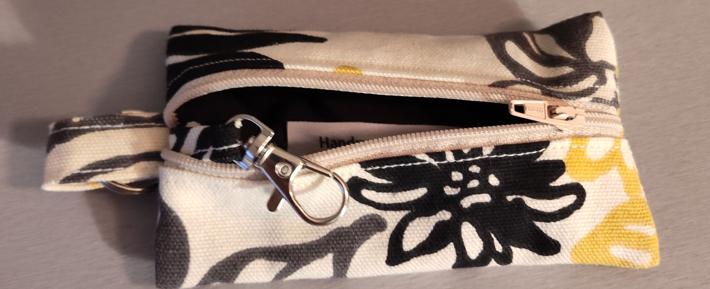 Yellow and Black Flower Key Pouch
