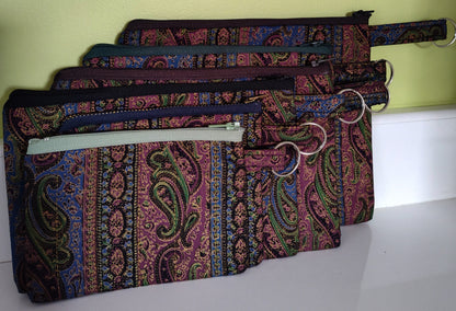 Quilted Paisley Tabbed Zipper Pouch