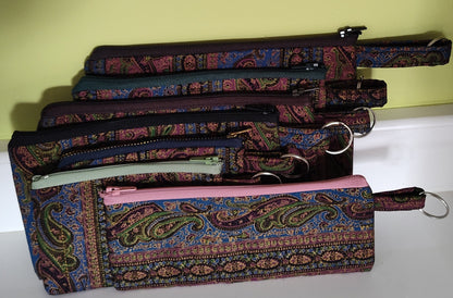 Quilted Paisley Tabbed Zipper Pouch
