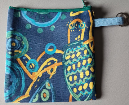 Playful Turtle Square Zippered Pouch - Square