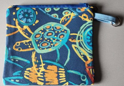 Playful Turtle Square Zippered Pouch - Square