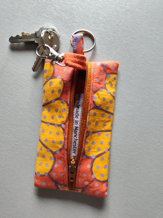 Orange, Flower, Dot Key Pouch