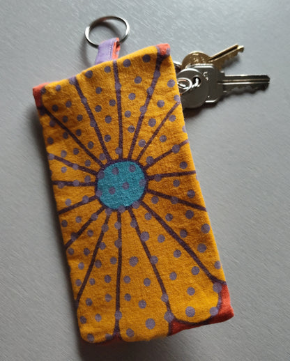 Orange, Flower, Dot Key Pouch