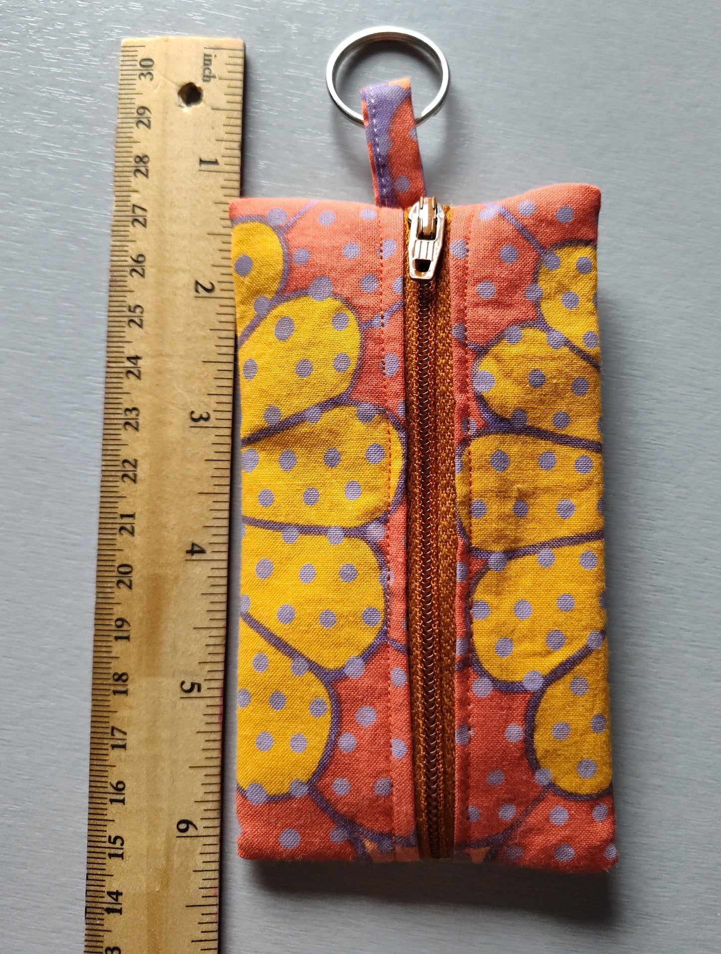 Orange, Flower, Dot Key Pouch