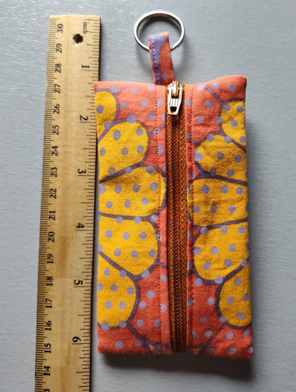 Orange, Flower, Dot Key Pouch