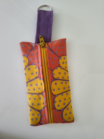 Orange, Flower, Dot Key Pouch