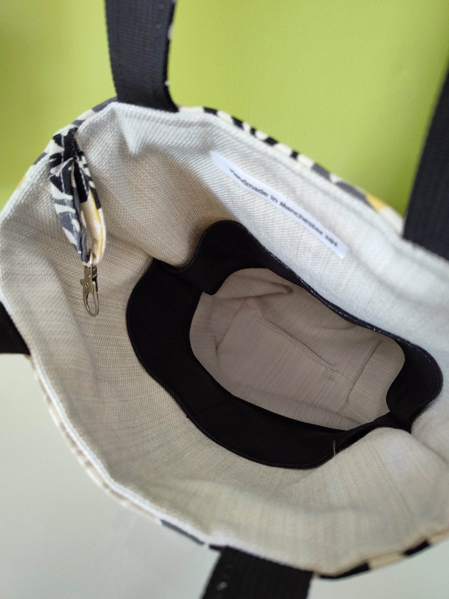 Small and Mighty Yellow and Black Flower Canvas Tote