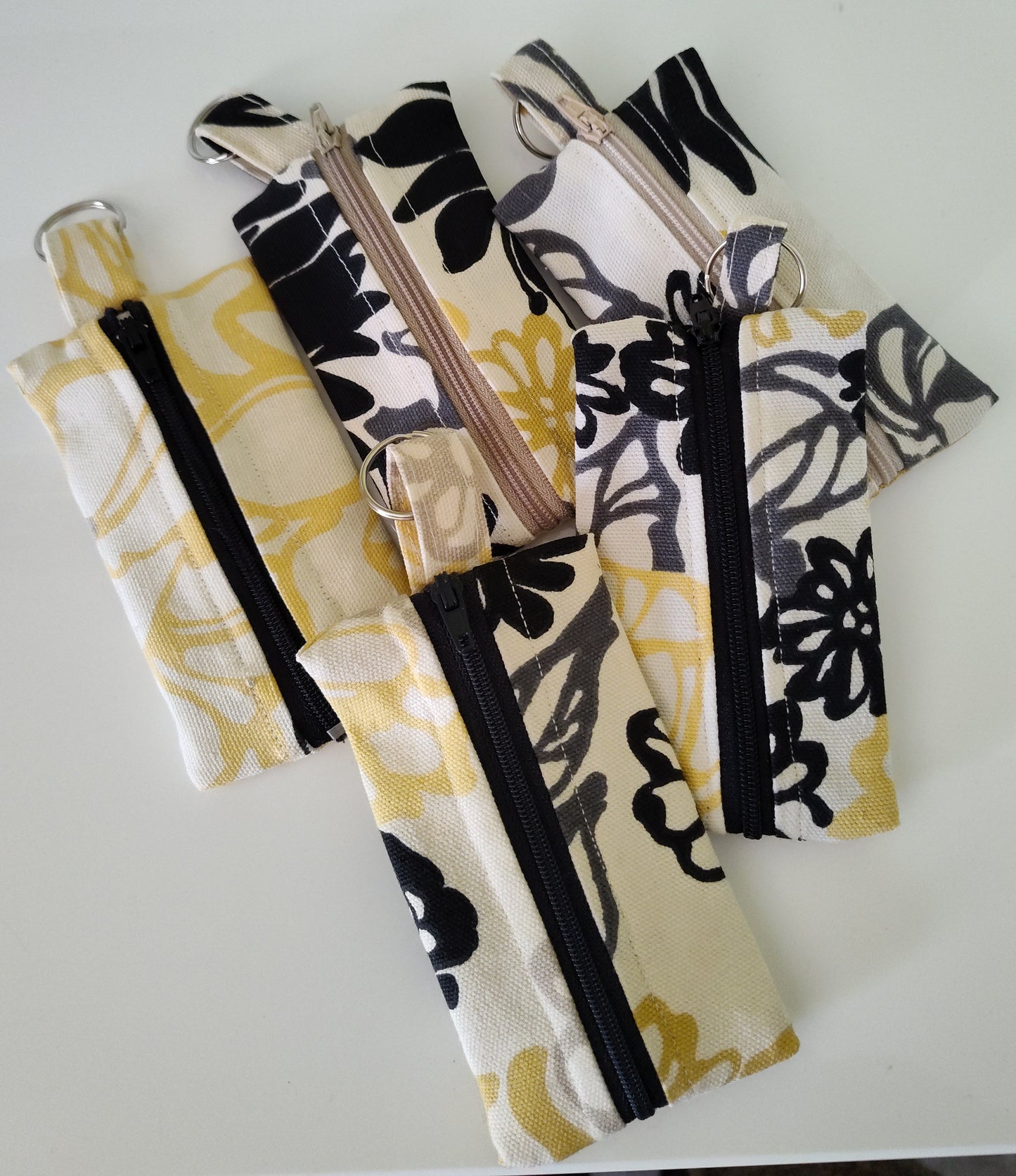 Yellow and Black Flower Key Pouch
