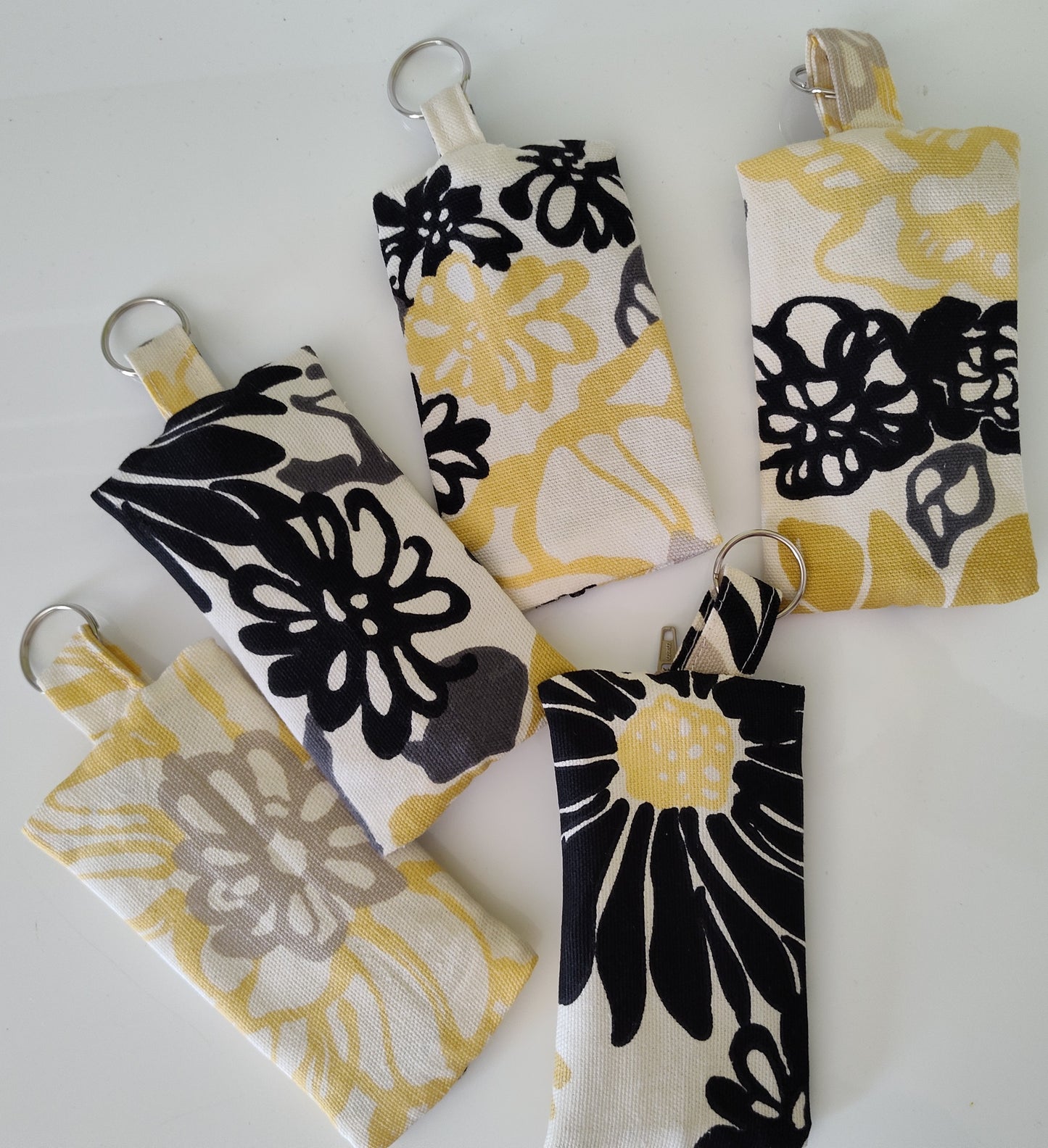 Yellow and Black Flower Key Pouch