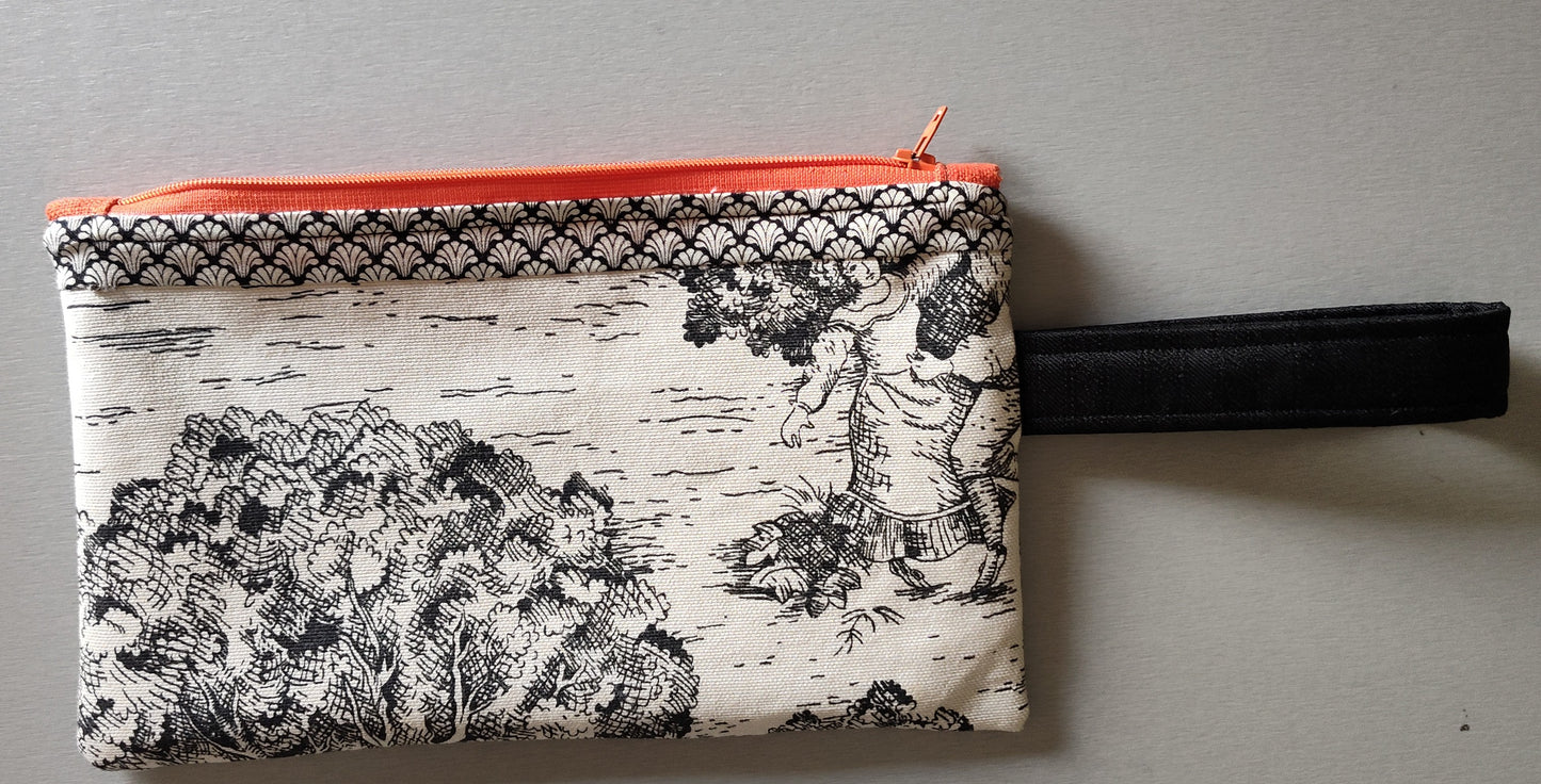 Flat Toile Zippered Pouch - Medium
